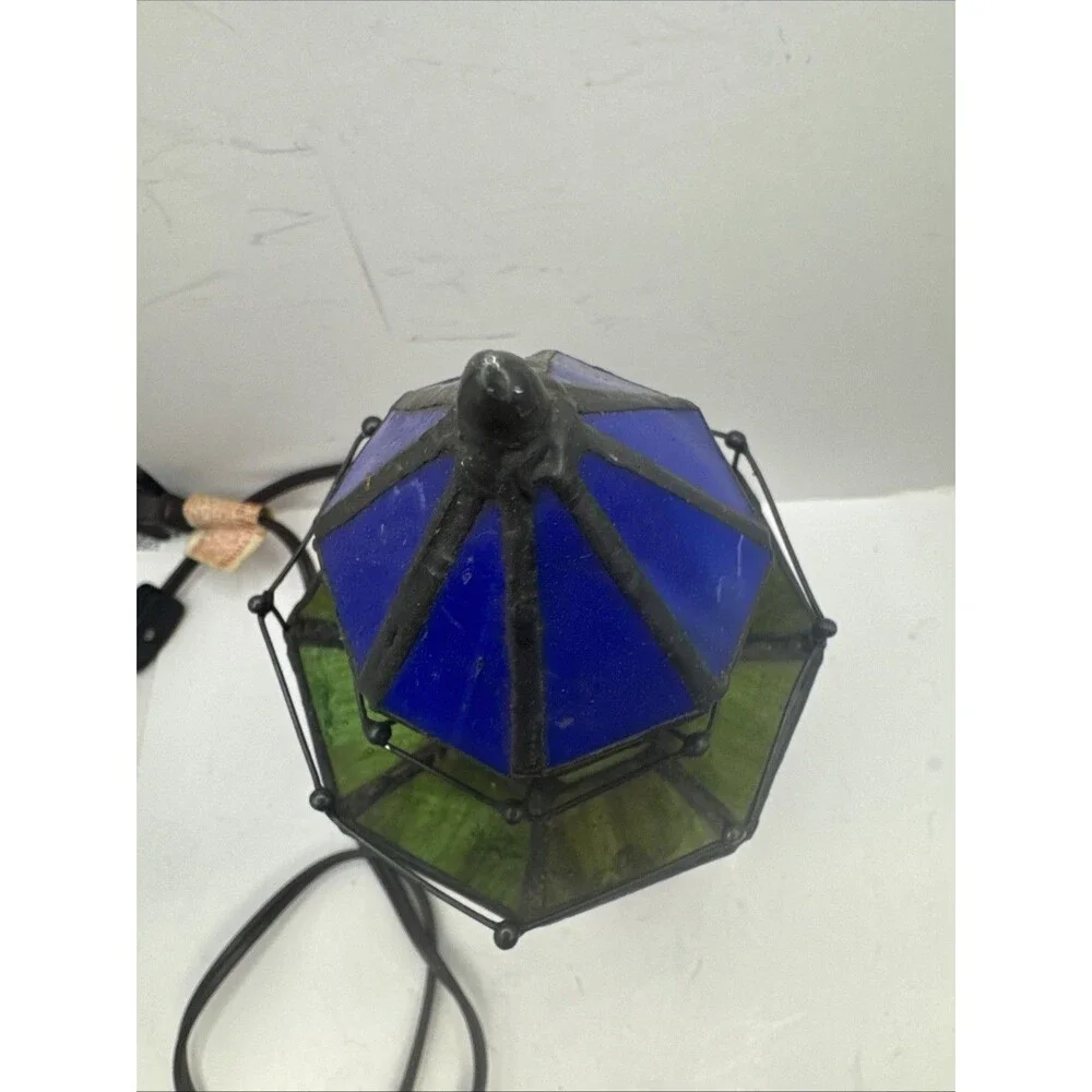 Tiffany Style Stained Slag Glass Lighthouse Accent Lamp Beach Shore WORKS